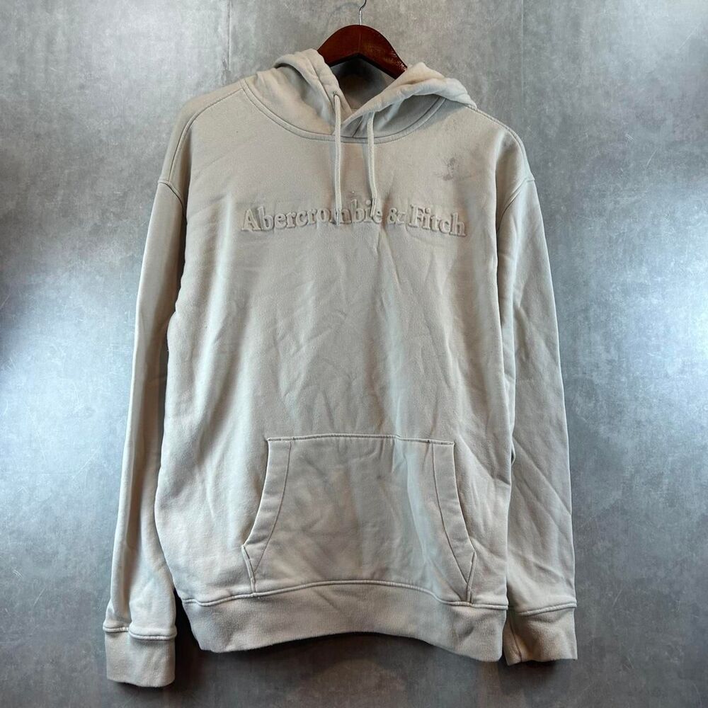 Abercrombie-fitch Men's Cream and Tan Hoodie
